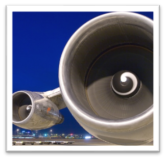 Aircraft engine at night